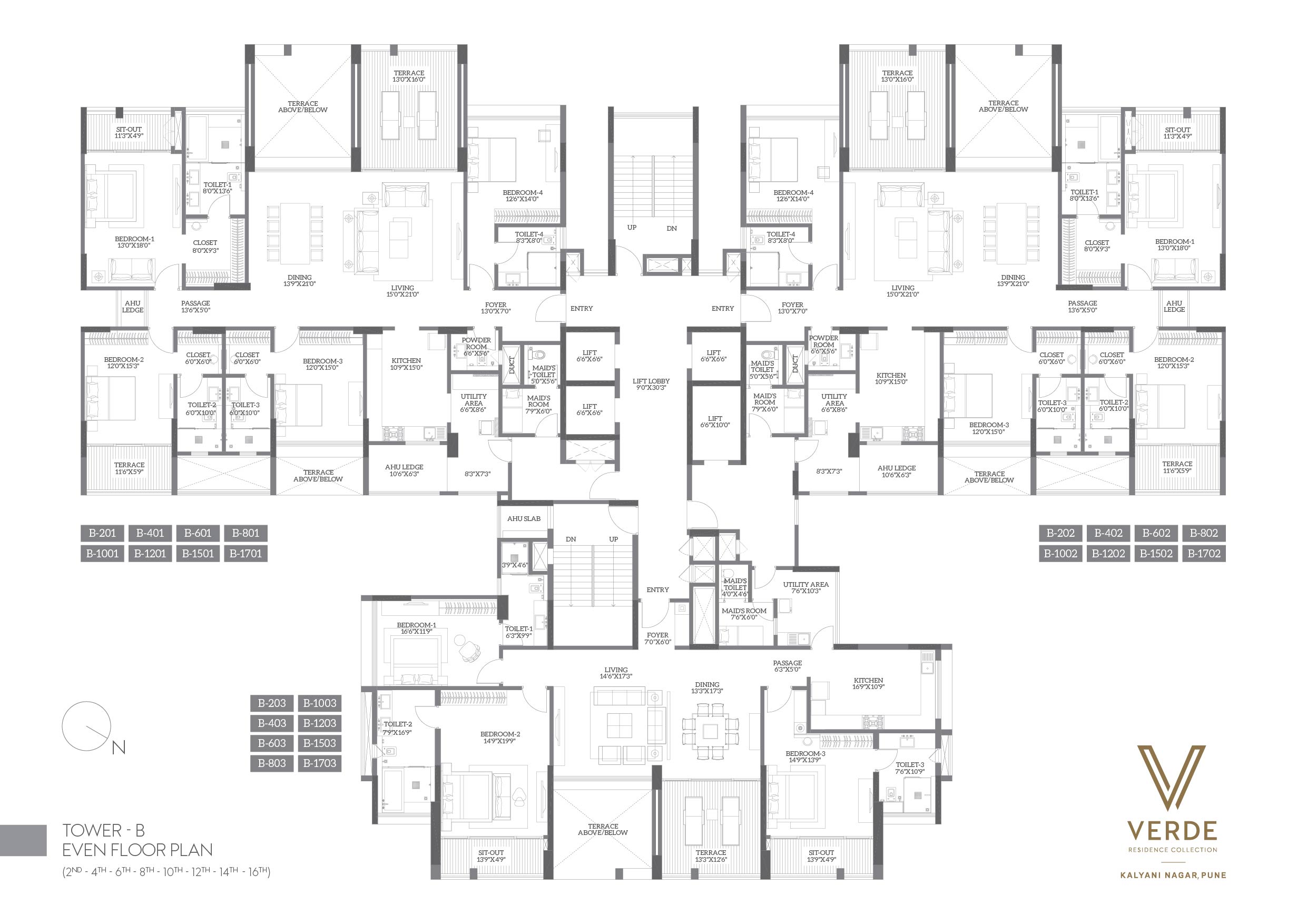 tower b  floor layout, verde residence, kalyani nagar, pune